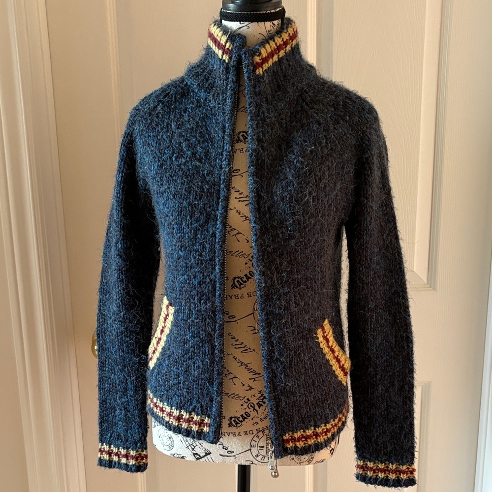 Kenzie Navy Sweater with Multicolor Trim - Picture 6 of 6